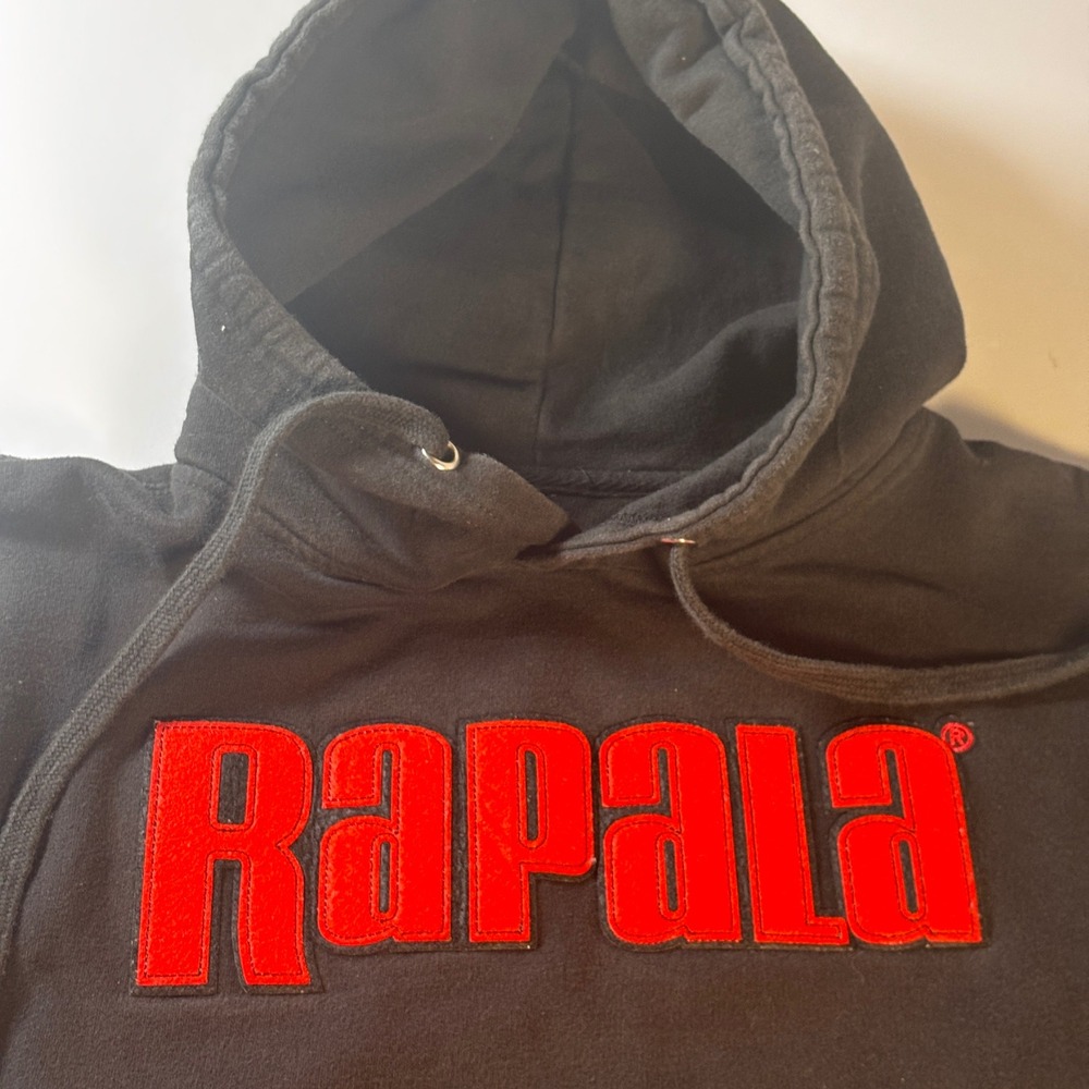 Rapala Fishing‎ Hoodie Mens Medium Black Embroidered Logo Angler Pullover